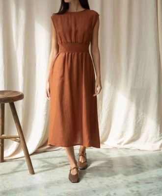Beaumont Organic Ottillie May Midi Dress In Russet
