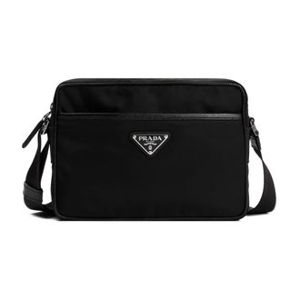 Prada Re-Nylon and Saffiano Shoulder Bag - male - Prada - Cross Body Bags - Black - ONE SIZE - Bags