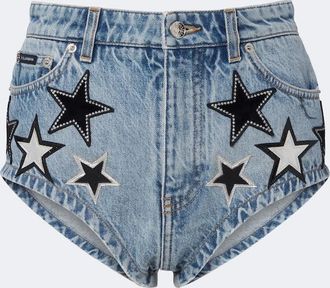Dolce & Gabbana Patch-appliqu&eacute; denim micro shorts
