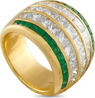 Luxury Bazaar 18K Yellow Gold 4.97ct Diamond and Emerald Ring MF04-112425