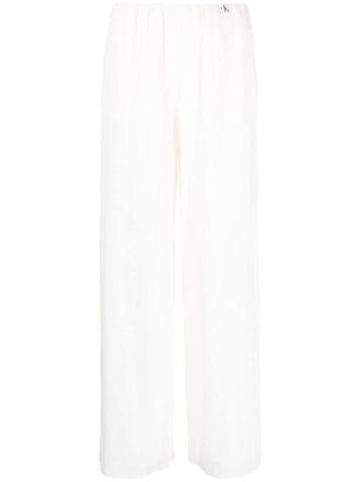 Calvin Klein Jeans Pantaloni a gamba ampia con effetto plissettato - Bianco