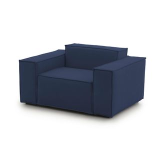 Dmora Sill&oacute;n Dciurri, Sill&oacute;n, 100% Made In Italy, Sill&oacute;n Relax En Tela Tapizada, 140x95h70cm, Azul - Dmora