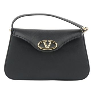 Valentino V Logo Leather Shoulder Bag - unisex - Valentino - Handbags - Black - ONE SIZE - Bags