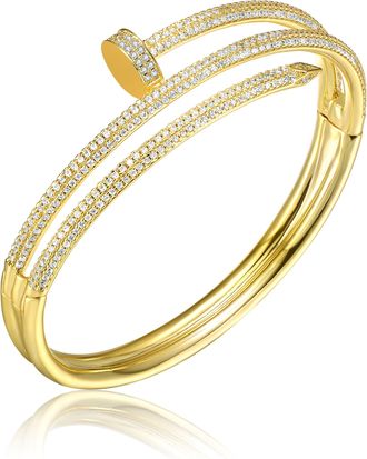 Rachel Glauber Ra Gold Plated Cubic Zirconia Bangle Bracelet