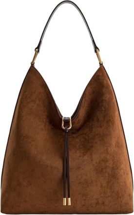 Generic Compatible For Aria Faux Suede Shoulder Bag Large Capacity Solid Color Underarm(Faux Suede Brown)