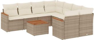 vidaXL Set De Sof&aacute;s De Jard&iacute;n 9 Pzas Con Cojines Rat&aacute;n Sint&eacute;tico Beige Vidaxl