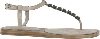 Brunello Cucinelli Verfraaide Sandalen - Dames - Schoenen - Grijs - Maat: 41 EU Leer