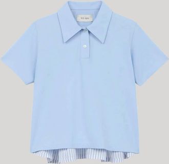 WE-AR4 Womens The Media Polo Shirt In Pale Blue Multi