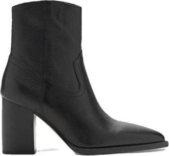 Mango leren enkellaarzen zwart