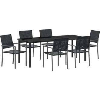 vidaXL Conjunto De Comedor De Jard&iacute;n 7 Pcs Negro Polirat&aacute;n Vidaxl