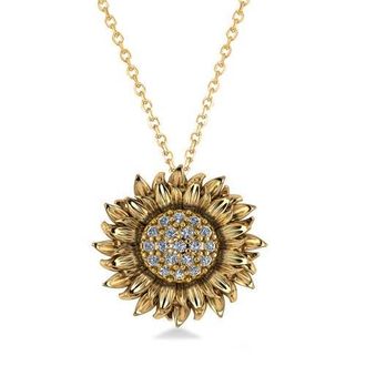 Allurez Sunflower Diamond Pendant Necklace 14k in 0.19Ct,yellow Gold at Nordstrom, Size 18