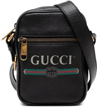 Gucci Pre-owned Cross Body Bags, female, Black, Size: ONE SIZE Pre-owned Leather Cross Body Bag