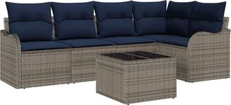 vidaXL Vidaxl Conjunto De Sof&aacute; De Jard&iacute;n Gris Rat&aacute;n Sint&eacute;tico