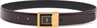 Saint Laurent Logo-engraved Leather Belt - Burgundy - 90 (UK 14 / XL)