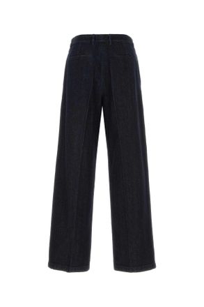 Jil Sander Mens Blue Denim Wide-Leg Jeans Magnet Cotone - Fodera