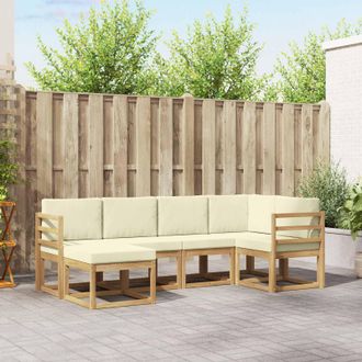 vidaXL Vidaxl Set Di Divani Da Esterno 6 Pz Bianco E Crema Poliestere