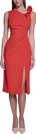 Halston Heritage Rose Detail Bodycon Midi Dress