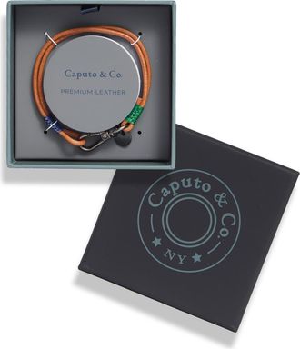 Caputo & Co. Mens Swivel Clasp Craftman Leather Bracelet in Camel at Nordstrom Rack