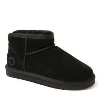 Dearfoams Womens Riverland Genuine Shearling Micro Bootie