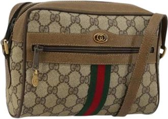 Gucci Pre-owned Cross Body Bags, female, Beige, Size: ONE SIZE Pre-owned Vintage PVC GG Shoulder Bag