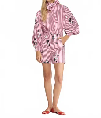 Vilagallo Bow Stripes Flowers And Sequins Shirt In Raya Roja