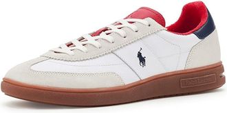 Polo Ralph Lauren Bedford Leather-Suede Sneakers Mens Shoes White/Spring Navy/Bistro Red : 11.5 D - Medium, Leather/Suede