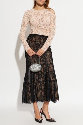 Self Portrait Lace Skirt, Womens, Black