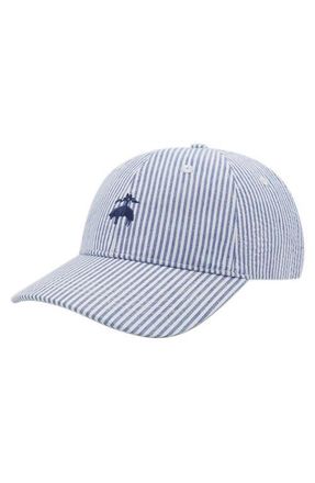 Amicale Cashmere Seersucker Baseball Hat in Striped Blue at Nordstrom