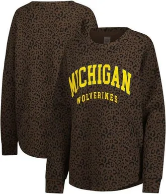Gameday Couture Womens Gameday Couture Brown Michigan Wolverines Leopard Oversized Sweatshirt at Nordstrom, Size X-Large