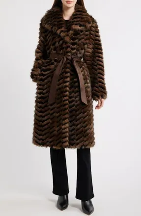 Via Spiga Faux Fur Coat in Black/brown Multi Color at Nordstrom, Size Xx-Large