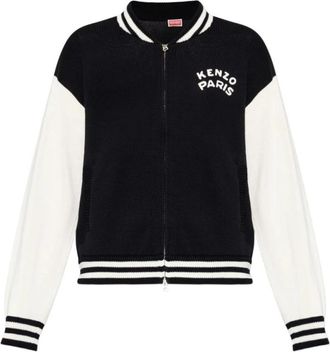 Kenzo Paris Emblem Varsity Cardigan - Heren - Vesten - Zwart - XL - Katoen - Truien & Vesten