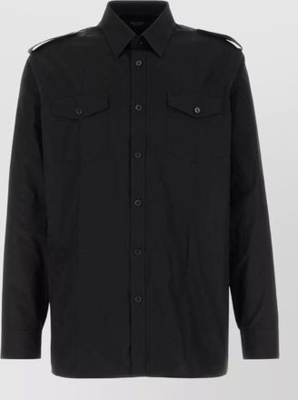 Gucci poplin shirt epaulettes chest pockets cuffs