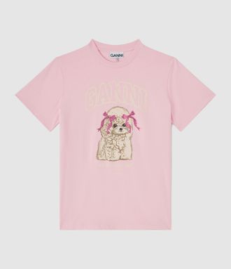 Ganni T-Shirt Basic cotton Jersey Chalk Pink