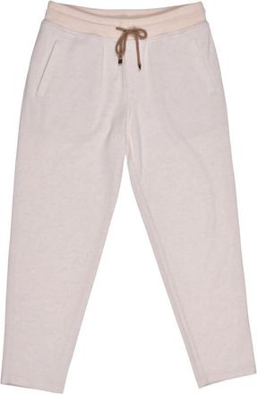 Brunello Cucinelli Beige Cashmere Blend Drawstring Trousers, Size Medium
