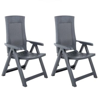 vidaXL Vidaxl - Sillas De Jard&iacute;n Reclinables 2 Unidades Pl&aacute;stico Gris Antracita