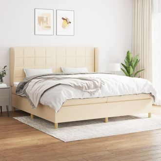vidaXL Vidaxl - Cama Box Spring Con Colch&oacute;n Tela Color Crema 200x200 Cm