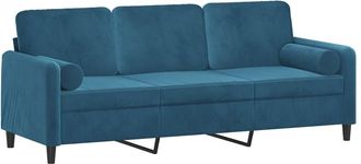 vidaXL Vidaxl - Sof&aacute; De 3 Plazas Con Cojines Terciopelo Azul 180 Cm