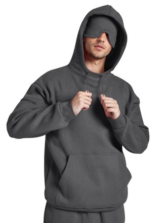 Generic Men Airplane Mode Travel Hoodie with Eye Mask Oversized Fleece Hooded Comfort Airplane Blanket Sweatshirt Outfits (UK, Alpha, XL, Regular, Regular, Gr