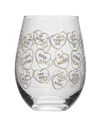 10 Strawberry Street Candy Hearts Stemless Wine Glasses Gift Set