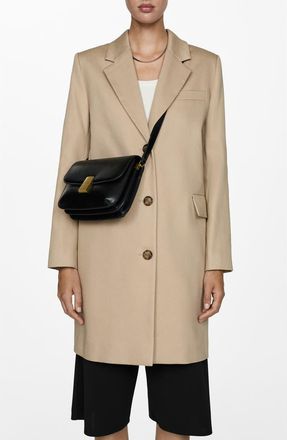 Mango Straight Fit Cotton Coat in Beige at Nordstrom, Size Small