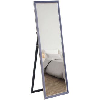 HOMCOM Homcom Espejo De Cuerpo Entero 150x50 Cm Espejo De Pie O De Pared Con Marco En Terciopelo Y Soporte Para Sal&oacute;n Dormitorio Gris