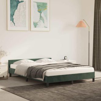 vidaXL Estructura Cama Sin Colch&oacute;n Terciopelo Verde Oscuro 140x200 Cm Vidaxl