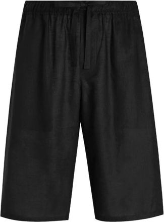 Dolce & Gabbana Zwarte Linnen Shorts met Trekkoord - Heren - Korte Broeken - Zwart - XL - Linnen - Korte Broeken