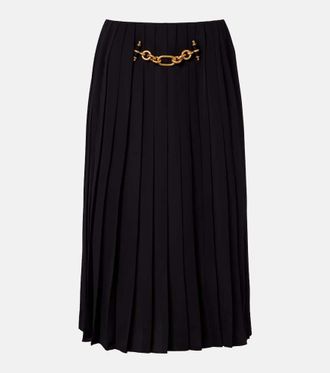 Balmain Chain-detail pleated midi skirt