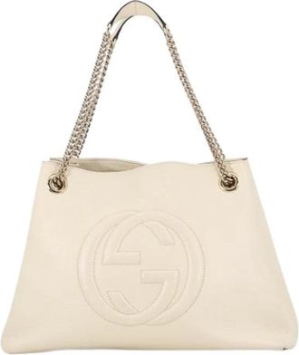 Gucci Pre-owned Vintage Schoudertas - Dames - Vintage Schoudertas - Beige - ONE Size - Leer - Vintage