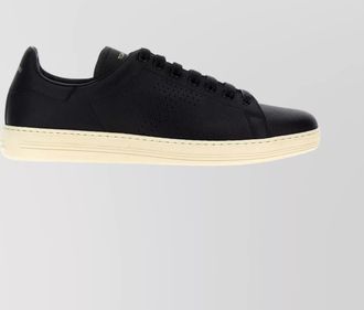 Tom Ford leather logo sneakers with perforated detailing