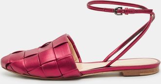 Marco De Vincenzo Red Leather Ankle Strap Flats