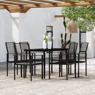 vidaXL Juego De Comedor Para Jard&iacute;n 7 Piezas Negro Vidaxl