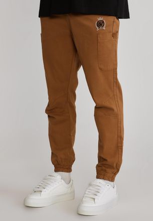 Siksilk para Hombres Marr&oacute;n Ajuste Slim Pantalones Cargo XXL