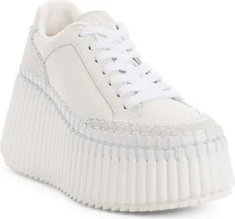 Chlo&eacute; Nama Platform Sneaker in White at Nordstrom, Size 10Us